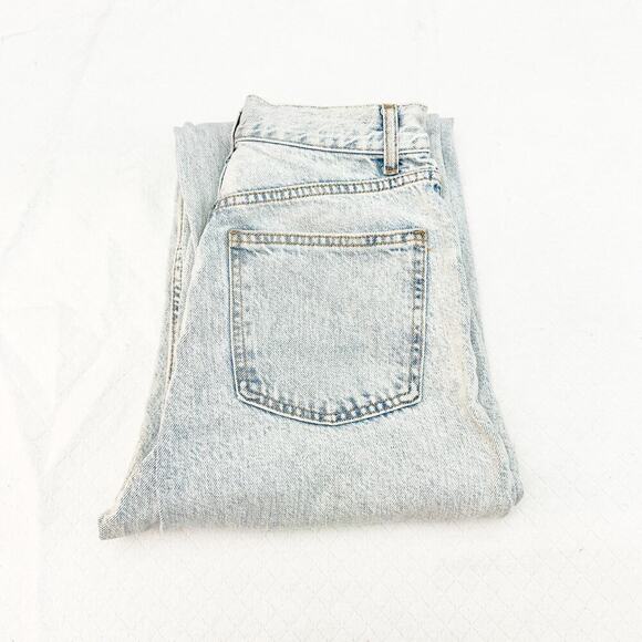 Zara Acid Light Wash Wide Leg Flare Denim Jeans Raw Hem Size 6 - Picture 1 of 10